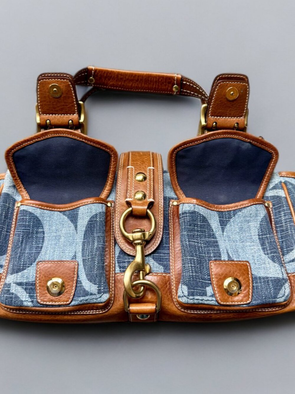 Coach Blue Denim Jumbo Signature Legacy Mandy Satchel Bag 10827 - Picture 4 of 14